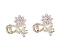 WOFASHPURET 2Pcs Crystal Flower Hair Claw Clips Small Hair Jaw Clips with Flexible Hold and Attractive Design