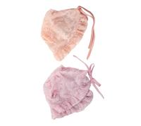 WOFASHPURET 2pcs Girl Sun Protection Caps Lace Bonnet Hats for Newborns Breathable Spring Summer Sunshade Accessories Pink Orange