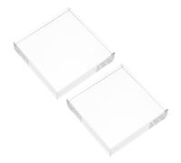 WOFASHPURET 2pcs Glass Square Paperweights with Elegant Design for Home Office and Study Rooms, White Crystal Decorative Ornaments and Bases for Crystal Balls, Stylish Rectangular Heavy Desk