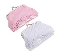 WOFASHPURET 2pcs Glitter Sequin Coin Purses Mini Wallets with Kiss-Lock Closure for Small Sparkly Change Bags for Coins Accessories and Keepsakes
