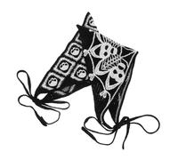 WOFASHPURET 2pcs Gothic Crochet Bandana Headband with Skull Spiderweb Design Soft Knitted Triangle Scarf Halloween Hair Accessories for Women Versatile Dark Style