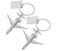 WOFASHPURET 2pcs Mini Airplane Alloy Keychains Portable Silver Metal Aircraft Key Rings Creative Aviation Keyfob Set for Car and Handbag Travel Bag Ornament