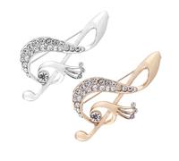 WOFASHPURET 2pcs Music Note Brooch Pins with Sparkling Rhinestone Embellishments Alloy Badge Decoration for Women S Fashion Clothing Accessories Stylish Silver Gold Lapel Pins for Musical