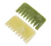 WOFASHPURET 2Pcs Natural Jade Head Acupoint Massage Combs Lightweight Portable Gua Sha Tools with Anti-Static Wide Teeth for Scalp and Hair Care Gift for Relaxation and Improved Blood Flow