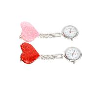 WOFASHPURET 2pcs Nurse Hanging Watch Lovely Heart Design Decorative Fob Watch for Medical Professionals Lightweight Pink Red Colors Healthcare Workers