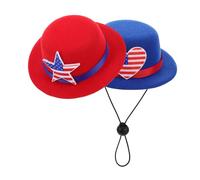 WOFASHPURET 2pcs Patriotic Decorative Hats for Pets and Humans Independence Day Headwear for Celebrations and Photos Reusable American Flag Costume Accessories Versatile Party Hats
