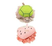 WOFASHPURET 2PCS Shower Loofah Cute Turtle Strawberry Shapes Bath Sponge Exfoliating Mesh Body Scrubber Soft Polyester for Gentle Skin Cleansing and Fun Bath