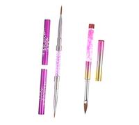 WOFASHPURET 2pcs Sturdy Fiber Nail Art Pen Rhinestone Brush for Fine Line Drawing Pattern Design Diy Nail Painting Kit