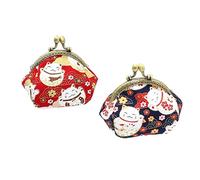 WOFASHPURET 2pcs Vintage Lucky Cat Coin Purse Retro Wallet Fortune Cat Pattern Adorable Change Purse for Girls Multifunctional Storage Bag