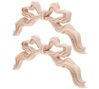 WOFASHPURET 2pcs Wooden Decorative Appliques Wood Carved Bow Appliques Classic European Solid Wood Elegant Retro Style Natural Texture Easy to Install Khaki Bow Shape Home Upgrades Indoor Wall