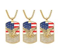WOFASHPURET 3 Pcs American Flag Necklace: USA Flag Eagle Pattern - Titanium Steel Diamond Pendant- for Men Birthday Present