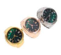 WOFASHPURET 3 Pcs Mini Shiny Finger Ring Watches Set, Creative Round Dial Decorative Ring Jewelry for Women, Rose Gold Gold Silver Colors, Small Fashion Finger Watch