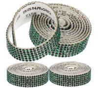 WOFASHPURET 3 Rolls Delicate Phone Ribbons Cuttable Craft Trims Green Glass Rhinestone Trim with Hot Melt Adhesive Shiny Easy to DIY for Decorating Performance Costume and Sweaters