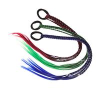 WOFASHPURET 3pcs Braided Ponytail Extension Hair Ties Synthetic Colorful Gradient Hair Pieces for Women Decoration Accessories