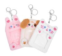 WOFASHPURET 3pcs Cute Plush Animal Keychain Card Holder Photocard Sleeves for Adorable Keyring Accessory for Memories and Ids Kawaii Design Dog Cat and