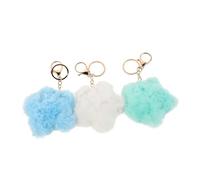 WOFASHPURET 3pcs Cute Plush Star Keychain Fluffy Five-Pointed Star Backpack Charms White Blue and Sky Blue Soft Adornments for Bags Purses and Handbags