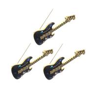 WOFASHPURET 3pcs Electric Guitar Lapel Pins Enamel Brooch Badges with Rhinestones for Backpack Shirt Jacket Hat Tie Elegant Musical Instrument Design for Concerts Parties and Daily Wear