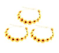 WOFASHPURET 3pcs Floral Headband Hawaii Flower Garland for Festival Party Wedding Photo Shoot Yellow Simulation Flowers Long-Style Hair Accessories