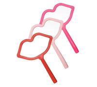WOFASHPURET 3Pcs Lips Shaped Handheld Makeup Mirrors Portable Lightweight Personal Cosmetic Mirrors for Travel Beauty Salon and Skincare Application with Comfortable Grip Pink Rose Red Bright