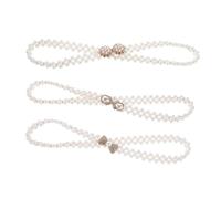 WOFASHPURET 3pcs Pearl Waist Chains for Women Multipurpose Body Jewelry and Handbag Belt with Buckles Vintage White Pearl Decorative Waist Chain for Dresses Jeans Skirts Elegant Bag Accessory