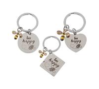 WOFASHPURET 3pcs Teacher's Day Stainless Steel Keychain Elegant Bee Ornament Keyring for Educators Lettering Keychain for Bag Decor