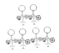 WOFASHPURET 3sets Zinc Alloy Graduation Compass World Map Keyrings Unique Hanging Keychain for Friends Stylish Pendant Key Ring Graduates 2pcs*3