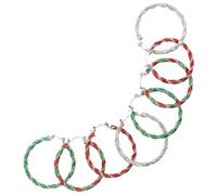 WOFASHPURET 4 Pairs Christmas Dangle Hoop Earrings for Women Twisted Colorful Alloy Circles with Glitter Lightweight Sparkly Holiday Accessories for Xmas Party Celebration