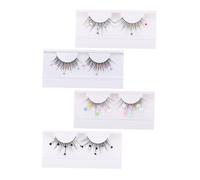 WOFASHPURET 4 Pairs Colored Glitter False Eyelashes Sequins Faux Lashes with Heart Butterfly Flower Designs for Women Long Thick Easy to Apply for Parties and Daily Wear