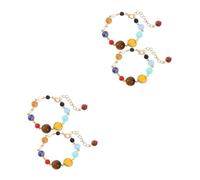 WOFASHPURET 4 pcs Adjustable Solar System Bracelet for Women Handmade Natural Stone Beads Representing Eight Planets Universe Galaxy Jewelry Unique Astronomy for Birthday Anniversary