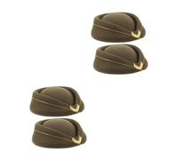WOFASHPURET 4 pcs Retro Stewardess Hat Acrylic Felt Flight Attendant Cap for Women Warm and Comfortable Year Air Hostess Beret for Cosplay Halloween Uniform Performance Parties