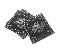 WOFASHPURET 40pcs Silver Foil Birthday Party Napkins Disposable Decorative Paper Serviettes for Men Elegant Cocktail Dinner Table Supplies