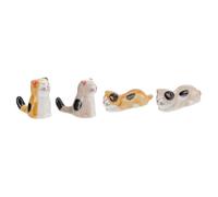 WOFASHPURET 4pcs Ceramic Chopsticks Holder Rack in Japanese Style Cat Shape, Reusable Chopstick Stand to Keep Table Clean and Prevent Cutlery Rolling, Stylish Tableware Rest for Dining