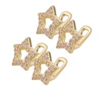 WOFASHPURET 4pcs Golden Teeth Grill Caps with Hollow Star Rhinestone Design Bling Hip Hop Fake Tooth Covers for Men Women Sparkly Mouth Jewelry for Party Cosplay Accessories