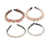 WOFASHPURET 4pcs Pearl Headbands for Women and Padded Faux Pearls Hair Hoops in Multiple Colors Stylish Hair Accessories for Weddings Parties Proms and Special Occasions