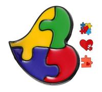 WOFASHPURET 4pcs Rainbow Puzzle Brooch Pins Bright Autism Awareness Lapel Pins Heart Pattern Metal Badges for Clothes Backpacks Hats Decorative Accessories