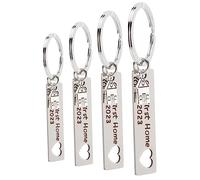 WOFASHPURET 4pcs Stainless Steel House Pendant Keyring for Wall Key Hangers DIY Decor Home Key Holder