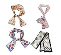 WOFASHPURET 4pcs Women Hair Scarf with Ponytail Wraps and Neck Scarves Versatile Ribbon Accessories for Headbands Wristbands for Daily Wear Parties and Travel