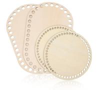 WOFASHPURET 4pcs Wood Basket Bases Oval Round Small Hole for Threading Can Be Decorated Basket Bottom for Crocheting Making Crochet Bags