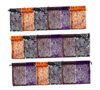WOFASHPURET 50Pcs Halloween Organza Drawstring Bags Web Design Pouches Multi Color Candy Favor Bags for Parties Durable Adorable Party Essentials