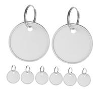 WOFASHPURET 50pcs Metal Key Tags with Split Rings Blank Round Key Labels for Luggage Pets Heavy Duty Identifier Tags with Fast Ink Absorption and Double-Sided Writable Cards
