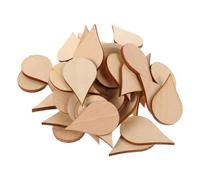 WOFASHPURET 50pcs Wooden Shape Cutouts Teardrop Water Drop Slices Beige Wood Pieces for DIY Crafts and Ornaments Rustic Simple Design for Home Decoration