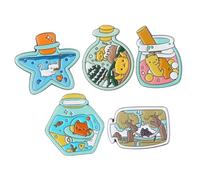 WOFASHPURET 5pcs Cat Brooch Pin Cute Drift Bottle and Enamel Cartoon Pins for Women Prom Jewelry Fashion Lapel Badge Accessories for Wedding Party