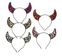 WOFASHPURET 5pcs Devil Horn Headband Halloween Cosplay Props Red Sequin Devil Horns for Women Men Party Festival Performance