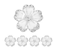 WOFASHPURET 5pcs Flower-Shaped Clothes Buttons Multi-Function Sewing Buttons Zinc Alloy Crystal Silver Vintage Decorative Break Resistance DIY Handmade Clothing for Women