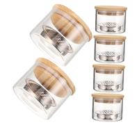 WOFASHPURET 6PCS Crystal Glass Nail Brush Cleaner Cups with Stainless Steel Mesh Filter Lid for Manicure Tool Hygiene Acrylic Liquid Powder Dappen Dish for Professional Nail Art Care