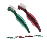 WOFASHPURET 6pcs Dual Head Denture Toothbrush for Seniors Portable False Teeth Cleaning Brush with Nonslip Handle Gum Massaging Denture Care Tool Compact Travel-Friendly Oral Hygiene Brushes