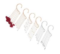 WOFASHPURET 6pcs Long Tassel Earrings for Women and Lightweight Non-piercing Elf Fairy Ear with Dangle Fringe Boho Floral Design for Wedding Parties and Stylish Everyday Wear