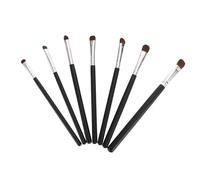 WOFASHPURET 7pcs Eye Makeup Brush Portable Eyeshadow Eyeliner Brushes for Women Premium Horse Hair Bristles with Black Handle and Silver Ferrule Soft Dense Tips for Precise Blending and
