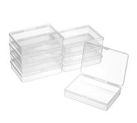 WOFASHPURET 8 Pcs Small Clear Plastic Storage Boxes Stackable Playing Card Case Bead Organizer Jewelry Trinket Containers for Compact Multi-item Storage