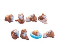 WOFASHPURET 8pcs Miniature Animal Figurines Otters Resin Mini Animals Adorable Design Brown Playful Whimsical Small Ornaments for Potted Plant Decor and Outdoor Use with Versatile Use